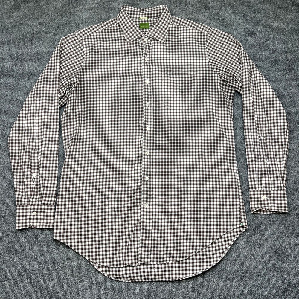 Sid Mashburn Mens Large Slim White Checks Button Front Long Sleeve Dress Shirt